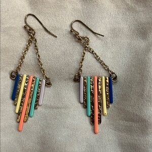 Gold Chain Multi-Color Bar Drop Earrings - Pastel Fringe